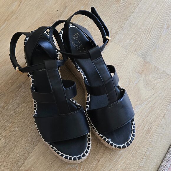 Franco Sarto Black Wedge Sandals - Picture 1 of 6